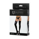 Чулки Glossy LOTIS из материала Wetlook, черный, L