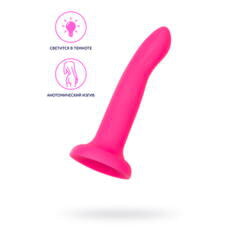 Фаллоимитатор, светящийся в темноте Beyond by Toyfa Bucky Glow, силикон, розовый, 14 см